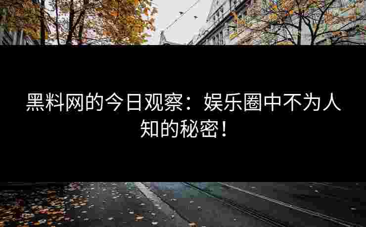 黑料网的今日观察：娱乐圈中不为人知的秘密！