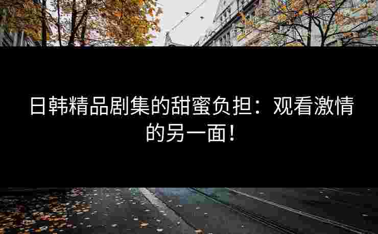日韩精品剧集的甜蜜负担：观看激情的另一面！